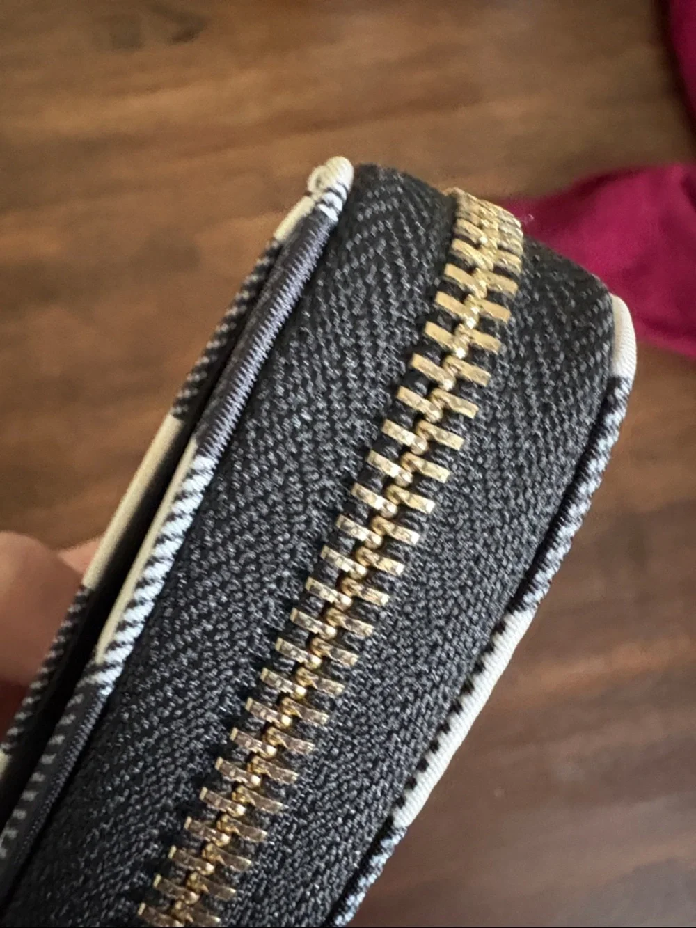 kate spade Black and White Buffalo Check Zip Wallet